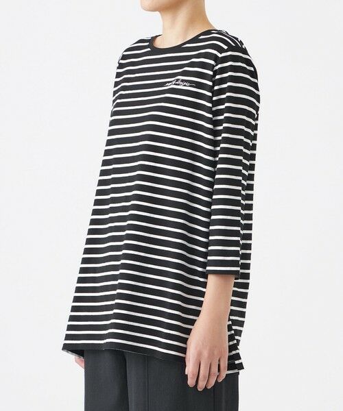 EVEX by KRIZIA  (大きいサイズ) / エヴェックス バイ クリツィア (オオキイサイズ) その他トップス | 【L】【ウォッシャブル】ロゴエンブロイダリーボーダーチュニックカットソー | 詳細3