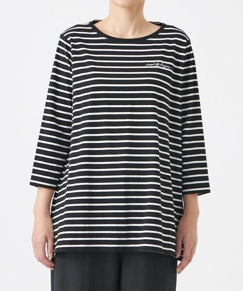 EVEX by KRIZIA  (大きいサイズ) / エヴェックス バイ クリツィア (オオキイサイズ) その他トップス | 【L】【ウォッシャブル】ロゴエンブロイダリーボーダーチュニックカットソー | 詳細2