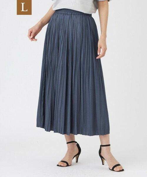 EVEX by KRIZIA  (大きいサイズ) / エヴェックス バイ クリツィア (オオキイサイズ) ロング・マキシ丈スカート | 【L】【カタログ掲載・マシンウォッシャブル】割線プリーツスカート（ダークネイビー）