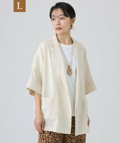 EVEX by KRIZIA  (大きいサイズ) / エヴェックス バイ クリツィア (オオキイサイズ) テーラードジャケット | 【L】【カタログ掲載・マシンウォッシャブル】ドライスラブハーフスリーブジャケット