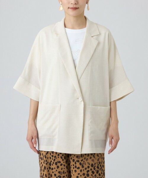 EVEX by KRIZIA  (大きいサイズ) / エヴェックス バイ クリツィア (オオキイサイズ) テーラードジャケット | 【L】【カタログ掲載・マシンウォッシャブル】ドライスラブハーフスリーブジャケット | 詳細4