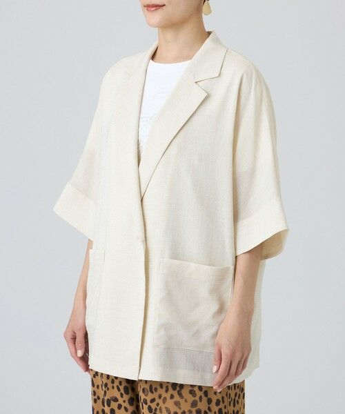 EVEX by KRIZIA  (大きいサイズ) / エヴェックス バイ クリツィア (オオキイサイズ) テーラードジャケット | 【L】【カタログ掲載・マシンウォッシャブル】ドライスラブハーフスリーブジャケット | 詳細5