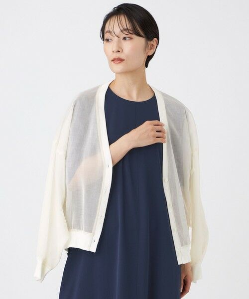 EVEX by KRIZIA  (大きいサイズ) / エヴェックス バイ クリツィア (オオキイサイズ) その他トップス | 【L】【ウォッシャブル】オーガンジーシャーディガン（オフホワイト）
