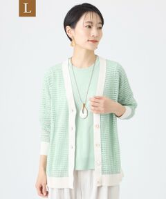 EVEX by KRIZIA  (大きいサイズ) / エヴェックス バイ クリツィア (オオキイサイズ) その他トップス | 【L】【カタログ掲載】クロッシングメッシュニットカーディガン