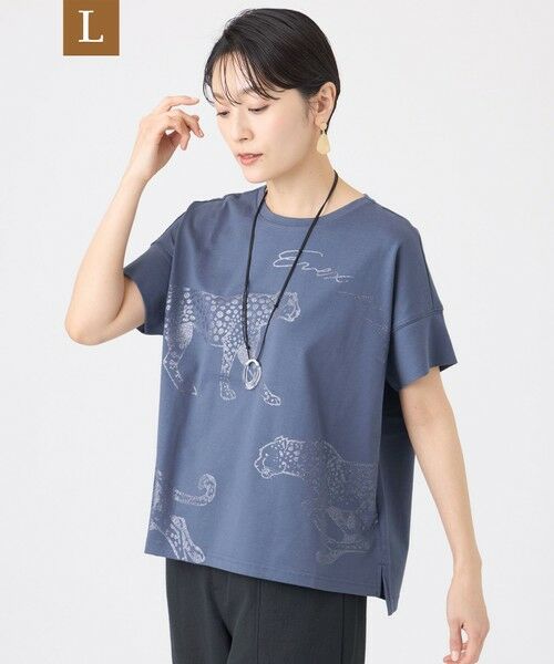 EVEX by KRIZIA  (大きいサイズ) / エヴェックス バイ クリツィア (オオキイサイズ) その他トップス | 【L】【カタログ掲載・ウォッシャブル】クリアチータープリントカットソー（ブルー6）