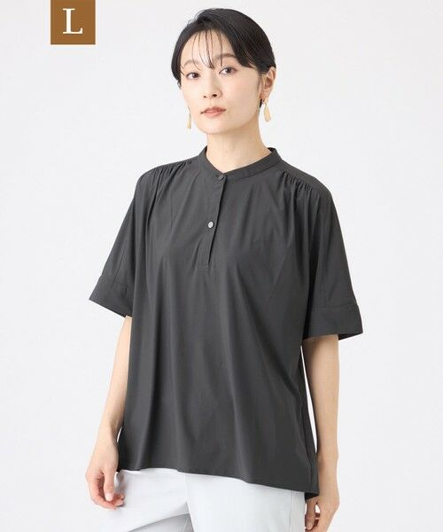 EVEX by KRIZIA  (大きいサイズ) / エヴェックス バイ クリツィア (オオキイサイズ) その他トップス | 【L】【接触冷感・マシンウォッシャブル】コンチェロプルオーバーブラウス（チャコールグレー）