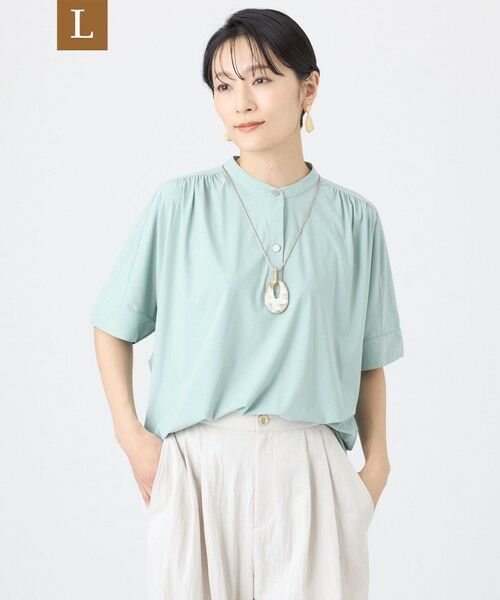 EVEX by KRIZIA  (大きいサイズ) / エヴェックス バイ クリツィア (オオキイサイズ) その他トップス | 【L】【接触冷感・マシンウォッシャブル】コンチェロプルオーバーブラウス（グリーン）