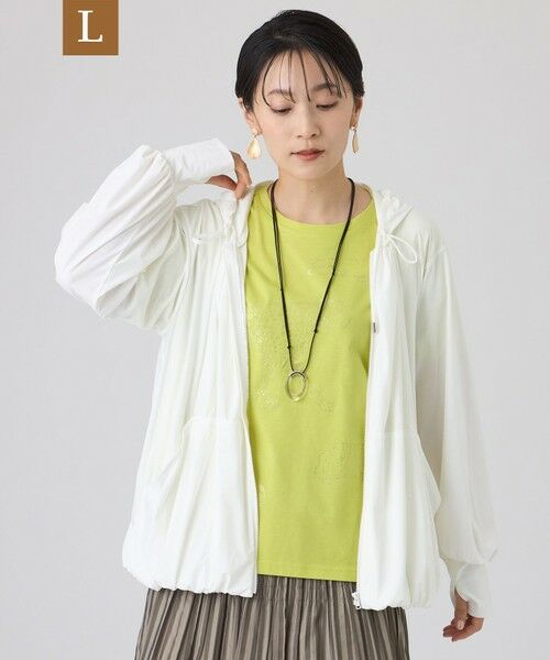 EVEX by KRIZIA  (大きいサイズ) / エヴェックス バイ クリツィア (オオキイサイズ) その他トップス | 【L】【カタログ掲載・接触冷感・吸水速乾・UV対策・マシンウォッシャブル】コンチェロラッシュガードパーカー（オフホワイト）