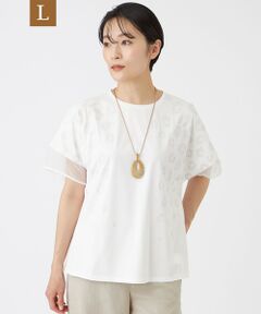 EVEX by KRIZIA  (大きいサイズ) / エヴェックス バイ クリツィア (オオキイサイズ) その他トップス | 【L】【日傘レベルの遮熱効果】【接触冷感・遮熱・UV対策・ウォッシャブル】ミネラルテックスパフスリーブカットソー
