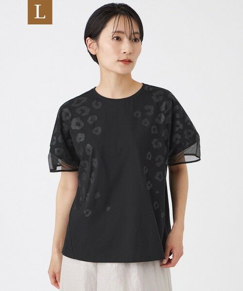 EVEX by KRIZIA  (大きいサイズ) / エヴェックス バイ クリツィア (オオキイサイズ) その他トップス | 【L】【日傘レベルの遮熱効果】【接触冷感・遮熱・UV対策・ウォッシャブル】ミネラルテックスパフスリーブカットソー（ブラック）