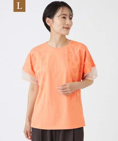 EVEX by KRIZIA  (大きいサイズ) / エヴェックス バイ クリツィア (オオキイサイズ) その他トップス | 【L】【日傘レベルの遮熱効果】【接触冷感・遮熱・UV対策・ウォッシャブル】ミネラルテックスパフスリーブカットソー（オレンジ）
