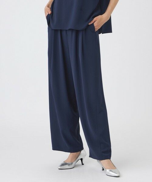 EVEX by KRIZIA  (大きいサイズ) / エヴェックス バイ クリツィア (オオキイサイズ) その他パンツ | 【L】【接触冷感・吸水速乾・遮熱・UV対策・マシンウォッシャブル】【キマル！シリーズ】キマルサテンカーブパンツ（ダークネイビー）