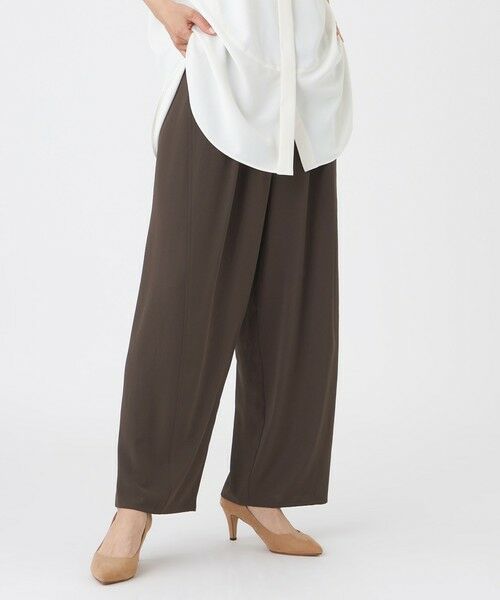 EVEX by KRIZIA  (大きいサイズ) / エヴェックス バイ クリツィア (オオキイサイズ) その他パンツ | 【L】【接触冷感・吸水速乾・遮熱・UV対策・マシンウォッシャブル】【キマル！シリーズ】キマルサテンカーブパンツ（ブラウン5）