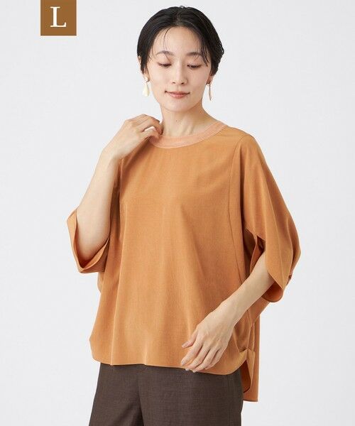 EVEX by KRIZIA  (大きいサイズ) / エヴェックス バイ クリツィア (オオキイサイズ) その他トップス | 【L】【接触冷感・マシンウォッシャブル】スーパーヴィヨンドルマンスリーブブラウス（オレンジ）