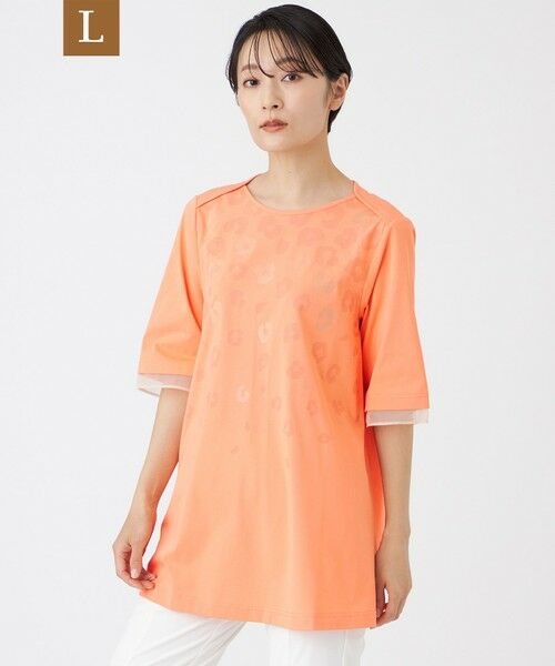 EVEX by KRIZIA  (大きいサイズ) / エヴェックス バイ クリツィア (オオキイサイズ) その他トップス | 【L】【カタログ掲載】【日傘レベルの遮熱効果】【接触冷感・UV対策・ウォッシャブル】ミネラルテックスチュニックカットソー（オレンジ）