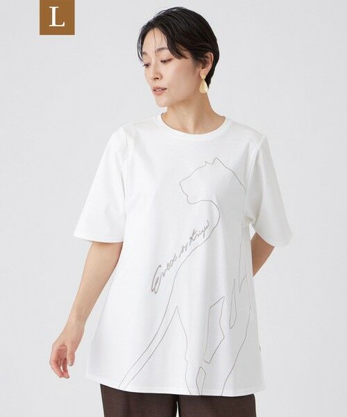 EVEX by KRIZIA  (大きいサイズ) / エヴェックス バイ クリツィア (オオキイサイズ) その他トップス | 【L】【接触冷感・抗菌防臭・ウォッシャブル】超冷感コットンエンブロイダリーチュニックカットソー（オフホワイト）