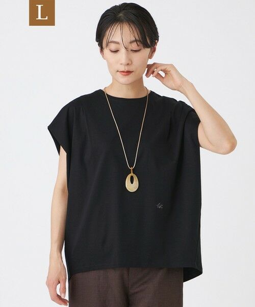 EVEX by KRIZIA  (大きいサイズ) / エヴェックス バイ クリツィア (オオキイサイズ) その他トップス | 【L】【EDITION掲載】【ウォッシャブル】フレンチスリーブドルマンカットソー（ブラック）
