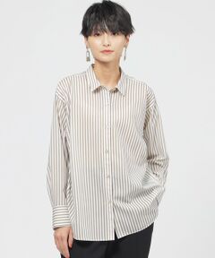 EVEX by KRIZIA  (大きいサイズ) / エヴェックス バイ クリツィア (オオキイサイズ) その他トップス | 【L】【マシンウォッシャブル】コットンライクストライプシャツブラウス