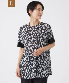 EVEX by KRIZIA  (大きいサイズ) / エヴェックス バイ クリツィア (オオキイサイズ) その他トップス | 【L】【接触冷感・マシンウォッシャブル】シャドーチータードットクルーネックカットソー