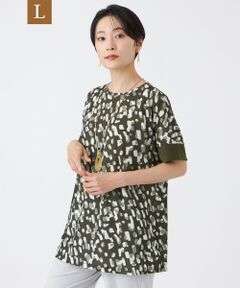 EVEX by KRIZIA  (大きいサイズ) / エヴェックス バイ クリツィア (オオキイサイズ) その他トップス | 【L】【接触冷感・マシンウォッシャブル】シャドーチータードットクルーネックカットソー