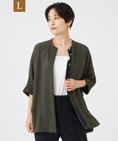 EVEX by KRIZIA  (大きいサイズ) / エヴェックス バイ クリツィア (オオキイサイズ) その他トップス | 【L】【吸水速乾・マシンウォッシャブル】バックサテンジョーゼットドルマンブラウス
