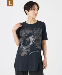 EVEX by KRIZIA  (大きいサイズ) / エヴェックス バイ クリツィア (オオキイサイズ) その他トップス | 【L】【接触冷感・UV対策・吸水速乾・抗菌防臭・マシンウォッシャブル】ボタニカルパンサーチュニックカットソー