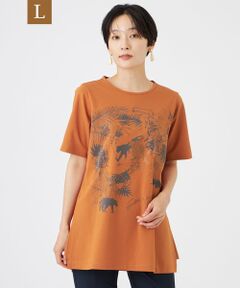 EVEX by KRIZIA  (大きいサイズ) / エヴェックス バイ クリツィア (オオキイサイズ) その他トップス | 【L】【接触冷感・UV対策・吸水速乾・抗菌防臭・マシンウォッシャブル】ボタニカルパンサーチュニックカットソー