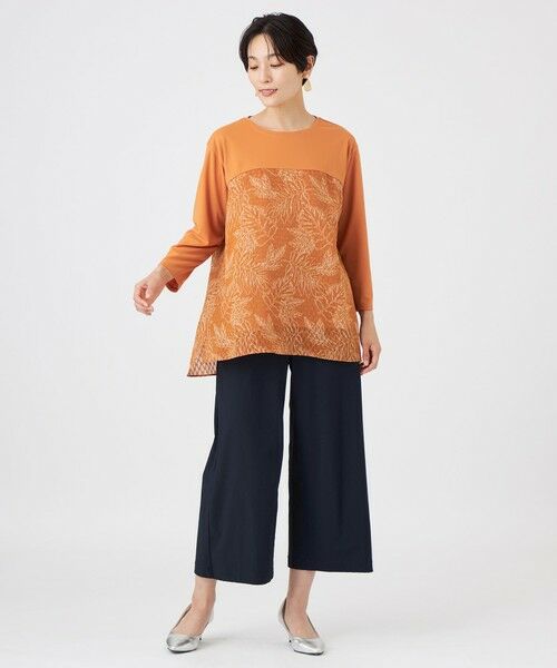 EVEX by KRIZIA  (大きいサイズ) / エヴェックス バイ クリツィア (オオキイサイズ) その他トップス | 【L】【ウォッシャブル】ジャカードリーフプリントコンビカットソー | 詳細3