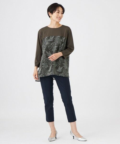 EVEX by KRIZIA  (大きいサイズ) / エヴェックス バイ クリツィア (オオキイサイズ) その他トップス | 【L】【ウォッシャブル】ジャカードリーフプリントコンビカットソー | 詳細2