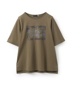 EVEX by KRIZIA  (大きいサイズ) / エヴェックス バイ クリツィア (オオキイサイズ) その他トップス | 【L】【接触冷感・ウォッシャブル】グリッターフレームプリントカットソー