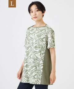 EVEX by KRIZIA  (大きいサイズ) / エヴェックス バイ クリツィア (オオキイサイズ) その他トップス | 【L】【接触冷感・マシンウォッシャブル】タイガープリントバイカラーカットソー