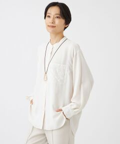 EVEX by KRIZIA  (大きいサイズ) / エヴェックス バイ クリツィア (オオキイサイズ) その他トップス | 【L】【マシンウォッシャブル】パンサージャカードコンビシフォンブラウス