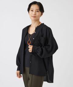 EVEX by KRIZIA  (大きいサイズ) / エヴェックス バイ クリツィア (オオキイサイズ) その他トップス | 【L】【マシンウォッシャブル】パンサージャカードコンビシフォンブラウス