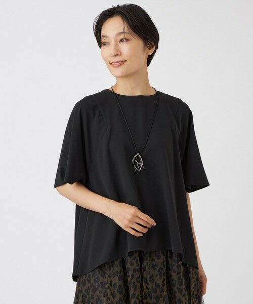 EVEX by KRIZIA  (大きいサイズ) / エヴェックス バイ クリツィア (オオキイサイズ) その他トップス | 【L】【吸水速乾・マシンウォッシャブル】フルダルジョーゼットプルオーバーブラウス（ブラック）