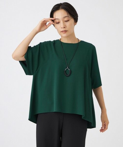 EVEX by KRIZIA  (大きいサイズ) / エヴェックス バイ クリツィア (オオキイサイズ) その他トップス | 【L】【吸水速乾・マシンウォッシャブル】フルダルジョーゼットプルオーバーブラウス（グリーン）