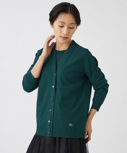 EVEX by KRIZIA  (大きいサイズ) / エヴェックス バイ クリツィア (オオキイサイズ) その他トップス | 【L】【ウォッシャブル】リュクスストレッチVネックカーディガン（グリーン）