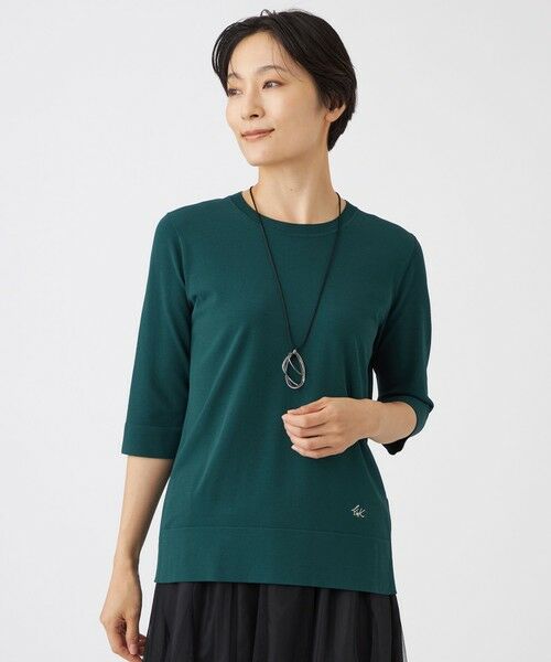 EVEX by KRIZIA  (大きいサイズ) / エヴェックス バイ クリツィア (オオキイサイズ) その他トップス | 【L】【ウォッシャブル】リュクスストレッチニットプルオーバー（グリーン）