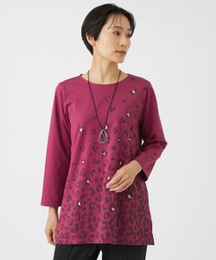 EVEX by KRIZIA  (大きいサイズ) / エヴェックス バイ クリツィア (オオキイサイズ) その他トップス | 【L】【ウォッシャブル】スラッシュパンサーチュニックカットソー