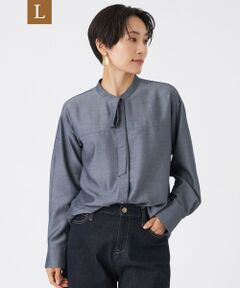 EVEX by KRIZIA  (大きいサイズ) / エヴェックス バイ クリツィア (オオキイサイズ) その他トップス | 【L】【マシンウォッシャブル】シャルマンダンガリーボウタイブラウス