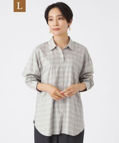 EVEX by KRIZIA  (大きいサイズ) / エヴェックス バイ クリツィア (オオキイサイズ) その他トップス | 【L】【カタログ掲載】【マシンウォッシャブル】エンブロイダリーオンブレーチェックシャツ