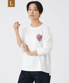EVEX by KRIZIA  (大きいサイズ) / エヴェックス バイ クリツィア (オオキイサイズ) その他トップス | 【L】【ウォッシャブル】ハートチーター七分袖カットソー