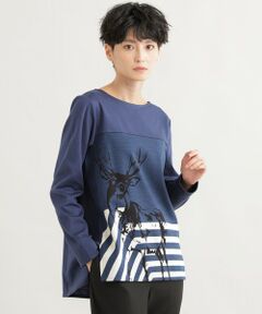 EVEX by KRIZIA / エヴェックス バイ クリツィア カットソー | 【ウォッシャブル】グラフィカルトナカイプリントカットソー