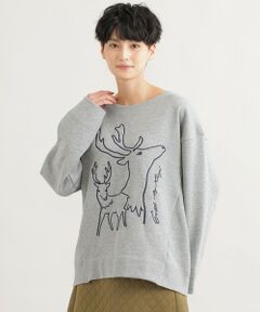 EVEX by KRIZIA / エヴェックス バイ クリツィア カットソー | 【ウォッシャブル】*Wings掲載 トナカイエンブロイダリ—プルオーバー