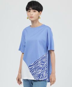 【ウォッシャブル】ブロッキングゼブラプリントＴシャツ