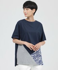 【ウォッシャブル】ブロッキングゼブラプリントＴシャツ