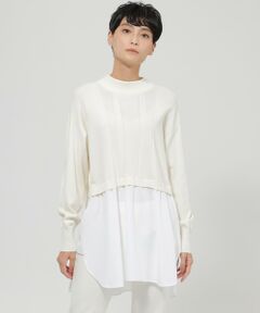 ＊STORY掲載＊23AW＊Wings掲載＊【ウォッシャブル】シャツレイヤーチュニックニット