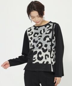 EVEX by KRIZIA / エヴェックス バイ クリツィア カットソー | 【ウォッシャブル】ウールミックスレオパードジャカードプルオーバーカットソー