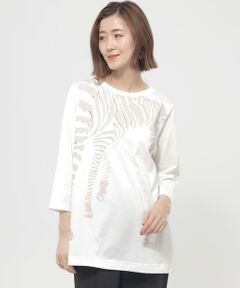 EVEX by KRIZIA / エヴェックス バイ クリツィア カットソー | 【ウォッシャブル】ゼブラバックプリントチュニックカットソー