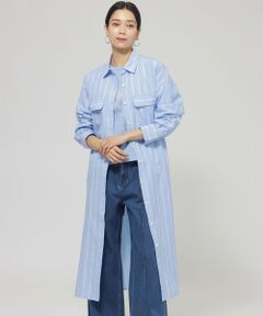 EVEX by KRIZIA / エヴェックス バイ クリツィア ロング・マキシ丈ワンピース | 【ウォッシャブル】ラメストライプシャツワンピース