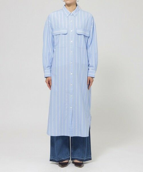 EVEX by KRIZIA / エヴェックス バイ クリツィア ロング・マキシ丈ワンピース | 【ウォッシャブル】ラメストライプシャツワンピース | 詳細3